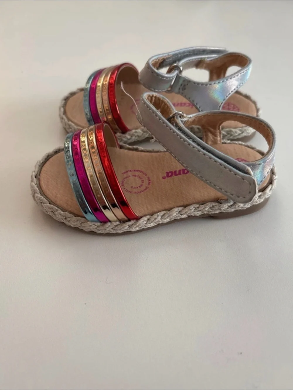 Kids Metallic Rainbow Strap Sandals - Silver 3